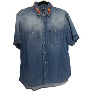 Vintage Just Cavalli Denim Blue Short Sleeves Shirt